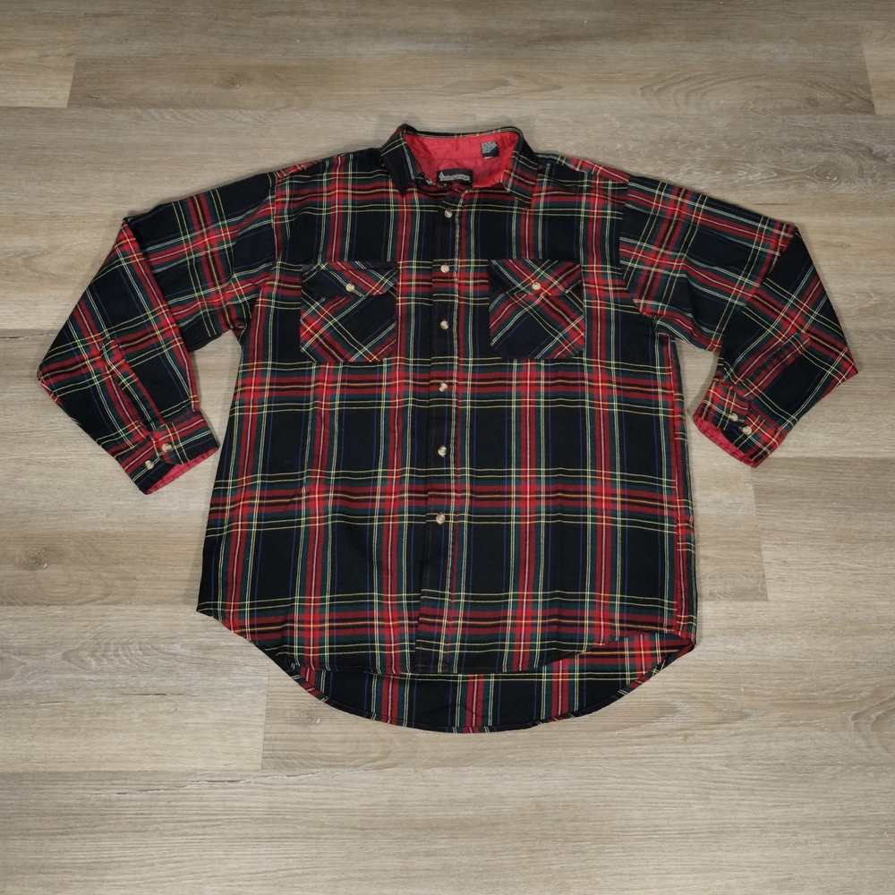 🔥 VTG 90s 🔥 Timber Ridge Red Black Plaid Flannel Large Grunge Lumberjack